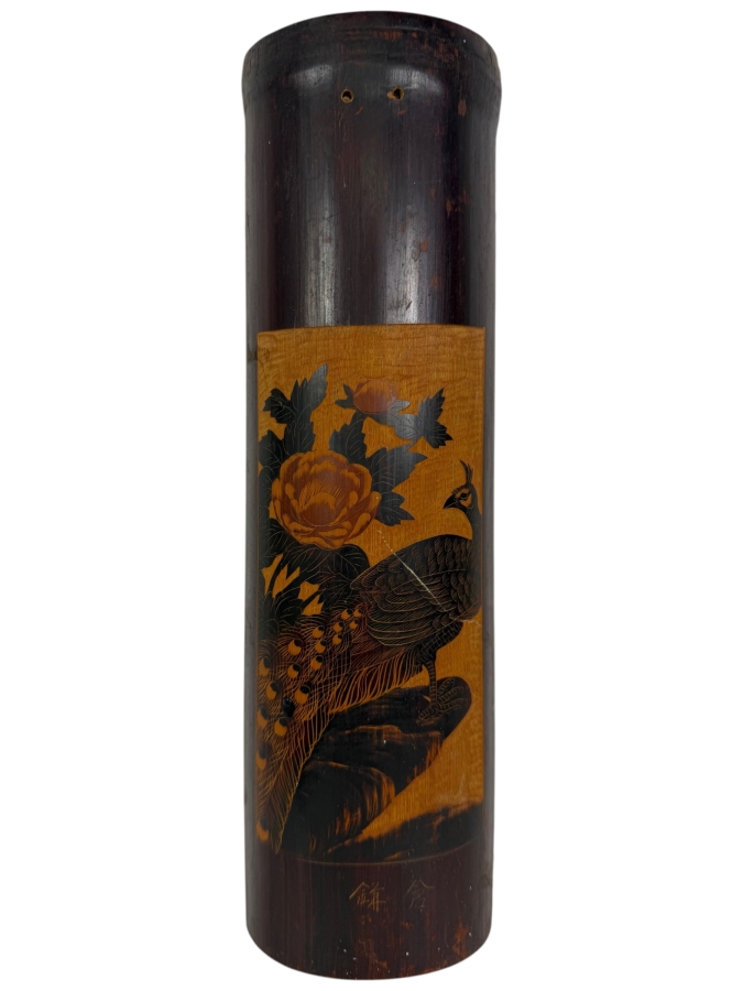 Vintage Carved Bamboo Artwork from Hong Kong 11.5'H