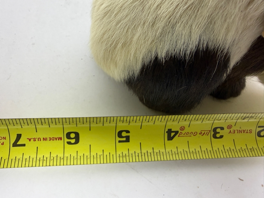 Vintage Real-Fur Panda Figurine from Shanghai, China Featuring Original 'Golden Leaf' Red Tag 5.5'W X 2.5'H [Photo 7]