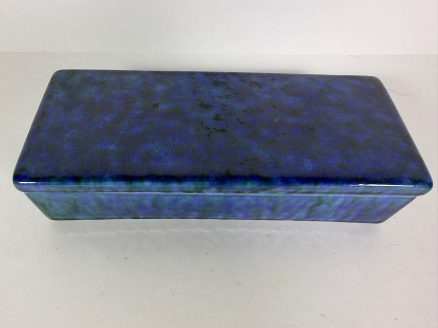 Vintage Glazed Ceramic Lidded Box 9.5'W X 4'D X 2.5'H [Photo 2]