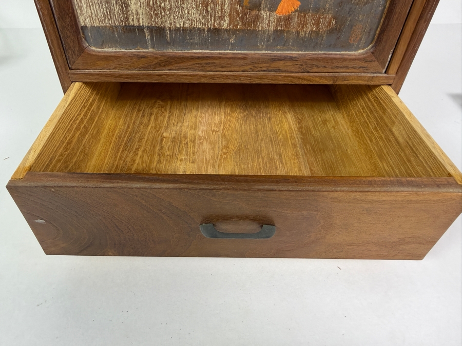 Vintage Japanese Tabletop Cabinet Tansu Kodansu with Signed Artwork 9.5'W X 9'D X 12'H [Photo 6]
