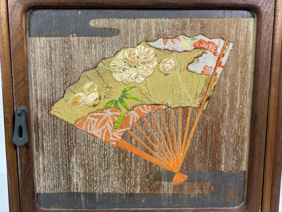 Vintage Japanese Tabletop Cabinet Tansu Kodansu with Signed Artwork 9.5'W X 9'D X 12'H [Photo 3]