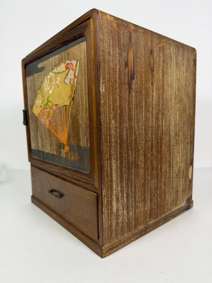 Vintage Japanese Tabletop Cabinet Tansu Kodansu with Signed Artwork 9.5'W X 9'D X 12'H [Photo 8]
