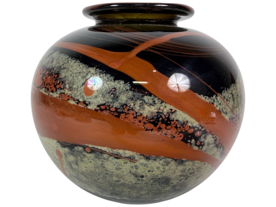Bob Biniarz Vintage 1970 Abstract Studio Art Glass Vase 5'H