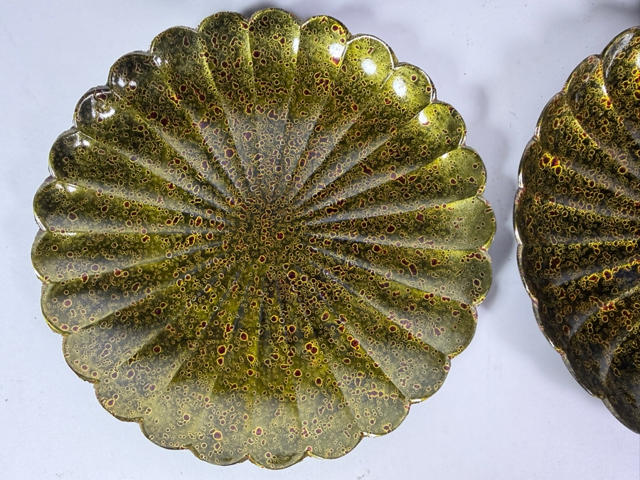 (6) Vintage Japanese Lacquer Scallop Plates 7'W [Photo 3]