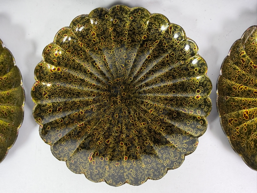 (6) Vintage Japanese Lacquer Scallop Plates 7'W [Photo 2]