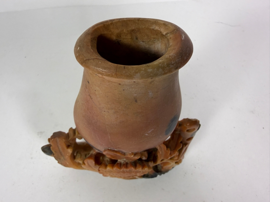 Vintage Chinese Carved Soapstone Vase 5.5'H [Photo 3]