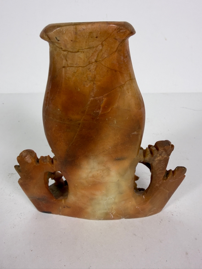 Vintage Chinese Carved Soapstone Vase 5.5'H [Photo 4]
