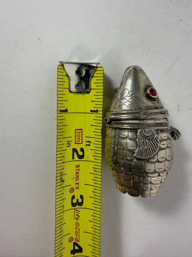 Articulated Silver Fish Spice Box or Container Missing Tail 2.5'L 47g [Photo 8]