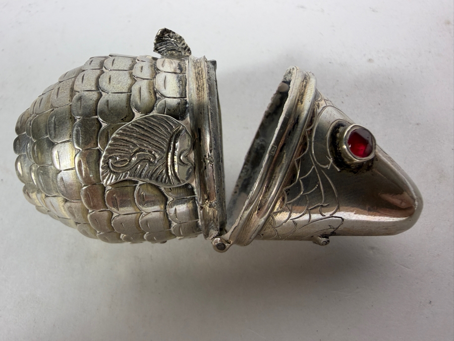 Articulated Silver Fish Spice Box or Container Missing Tail 2.5'L 47g [Photo 4]