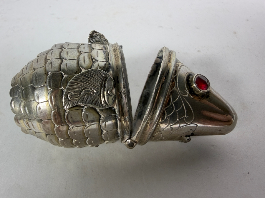 Articulated Silver Fish Spice Box or Container Missing Tail 2.5'L 47g [Photo 3]