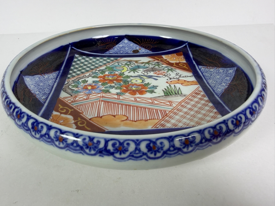 Vintage Japanese Imari Porcelain Shallow Bowl 11'W [Photo 3]