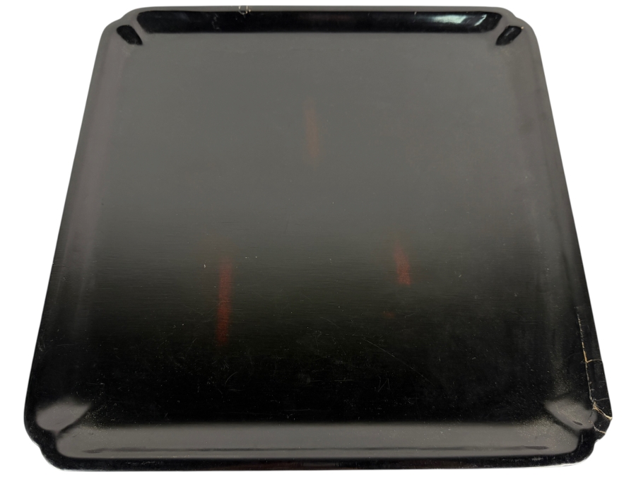 Rae Kasian Signed Japanese Lacquered Wood Serving Tray with Some Damage - See Photos 14' X 14'