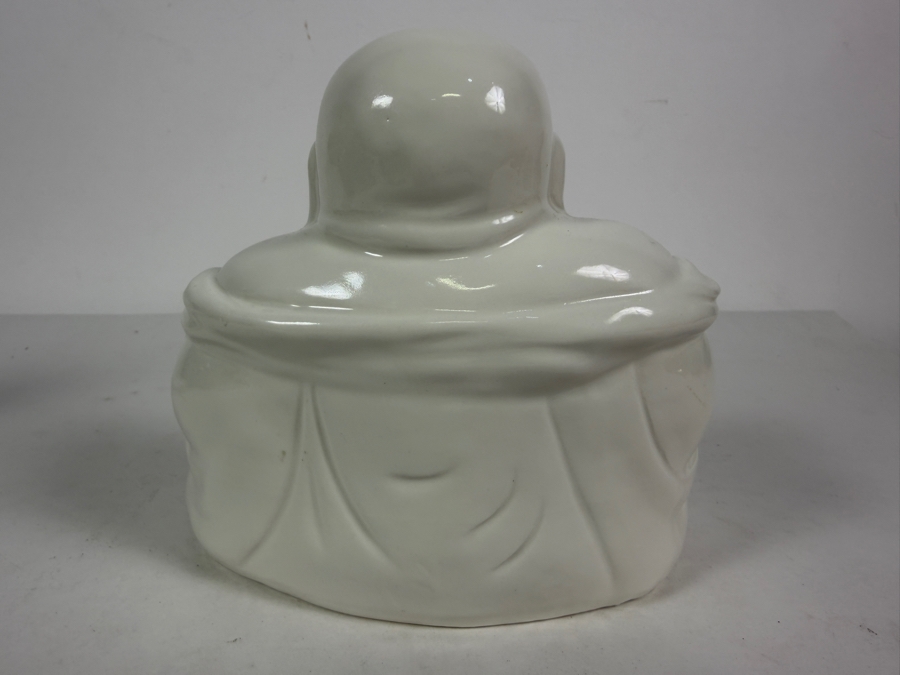 Glossy White Porcelain Laughing Buddha Statue From Hong Kong 5.25'H [Photo 4]