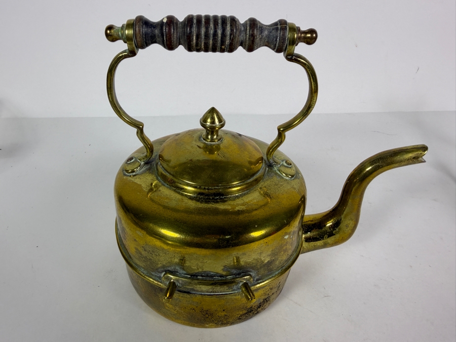 Antique Edwardian English Brass Teapot Spirit Kettle and Stand Circa 1840 from Gump's Antique Collection 11'H [Photo 8]