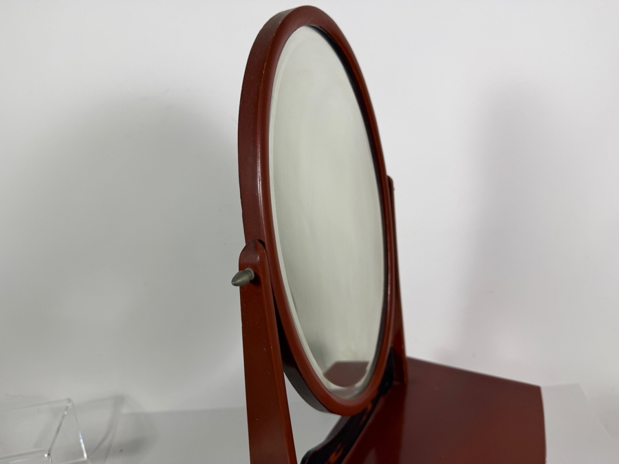 Vintage Japanese Red Lacquer Kyodai Tabletop Vanity 14W X 7.5D X 21H [Photo 6]