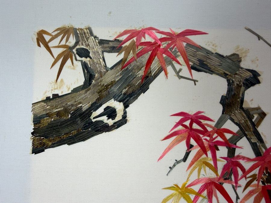 (5) Chinese Wheat Stalk Cutting Pictures of Various Birds Smaller Ones Measure 6' X 6' [Photo 4]
