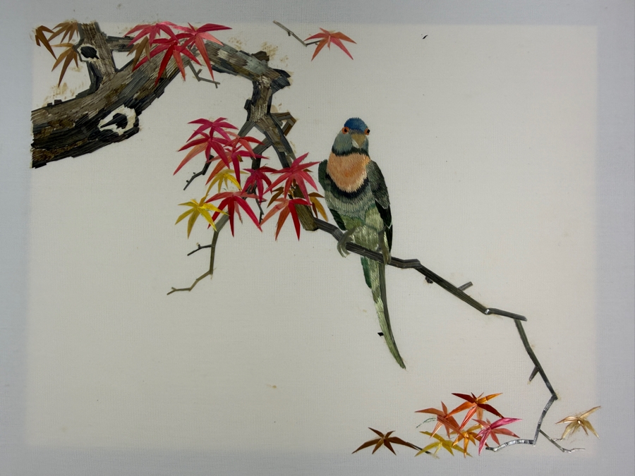 (5) Chinese Wheat Stalk Cutting Pictures of Various Birds Smaller Ones Measure 6' X 6' [Photo 2]