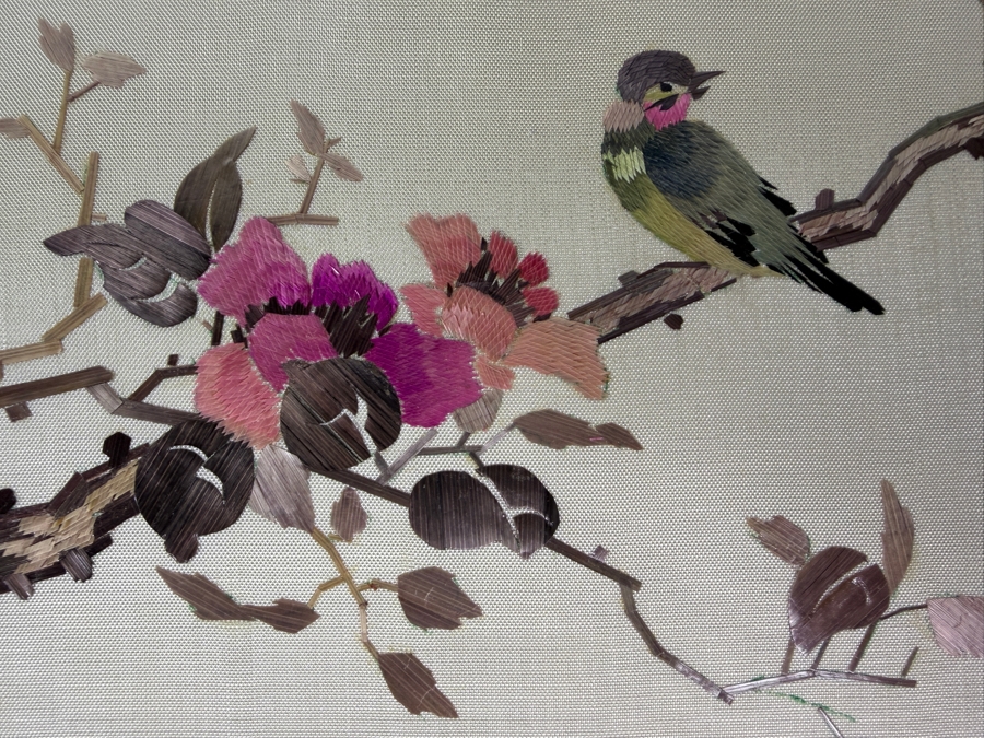 (5) Chinese Wheat Stalk Cutting Pictures of Various Birds Smaller Ones Measure 6' X 6' [Photo 10]