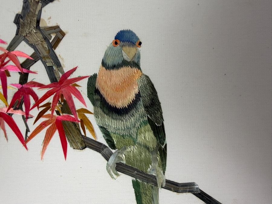 (5) Chinese Wheat Stalk Cutting Pictures of Various Birds Smaller Ones Measure 6' X 6' [Photo 3]