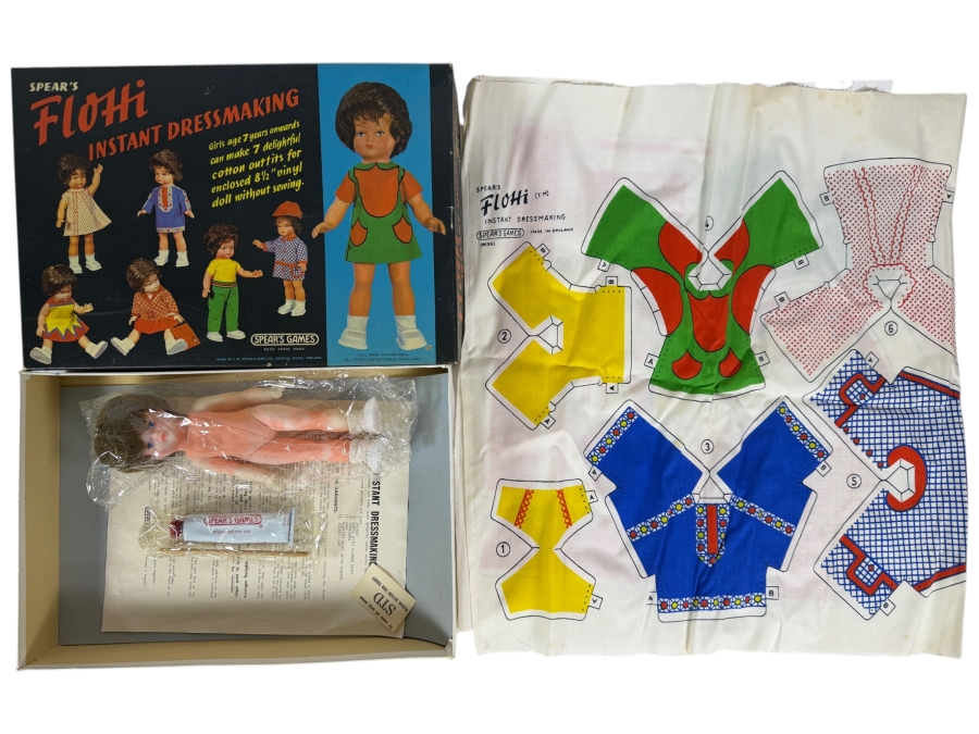New Old Stock Vintage 1960s Spear's Flotti Instant Dressmaking Doll Kit