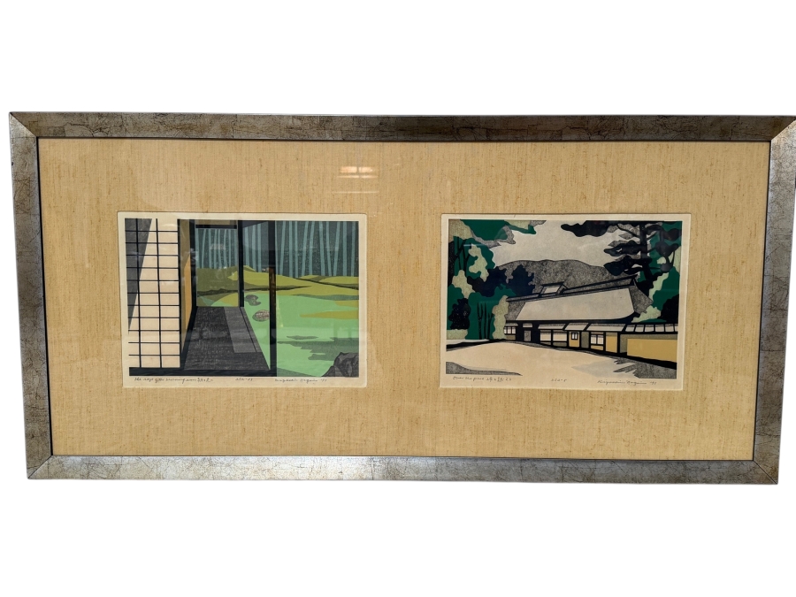 Kiyoshi Nagai (1911–1984) Pair of Mid-Century Woodblock Prints Titled 'The Rays of the Morning Sun' and 'Over the Pass' Both Artist Signed and Dated 1971 15.5W X 11.25H Professionally Framed 48W X 23.5H [Photo 2]