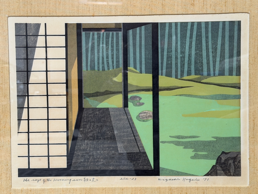 Kiyoshi Nagai (1911–1984) Pair of Mid-Century Woodblock Prints Titled 'The Rays of the Morning Sun' and 'Over the Pass' Both Artist Signed and Dated 1971 15.5W X 11.25H Professionally Framed 48W X 23.5H [Photo 4]