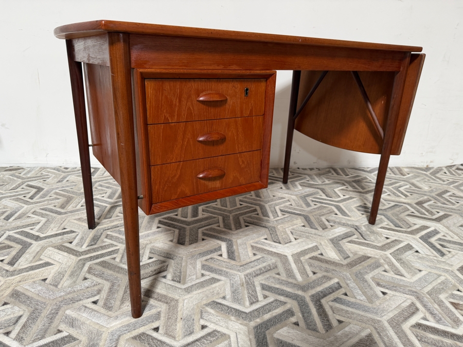 Vintage Mid-Century Danish Modern Arne Vodder for H. Sigh & Sons Teak Drop Leaf Desk 48W X 25.5D X 29.5H - Leaf Extends Desk an Additional 17' [Photo 6]
