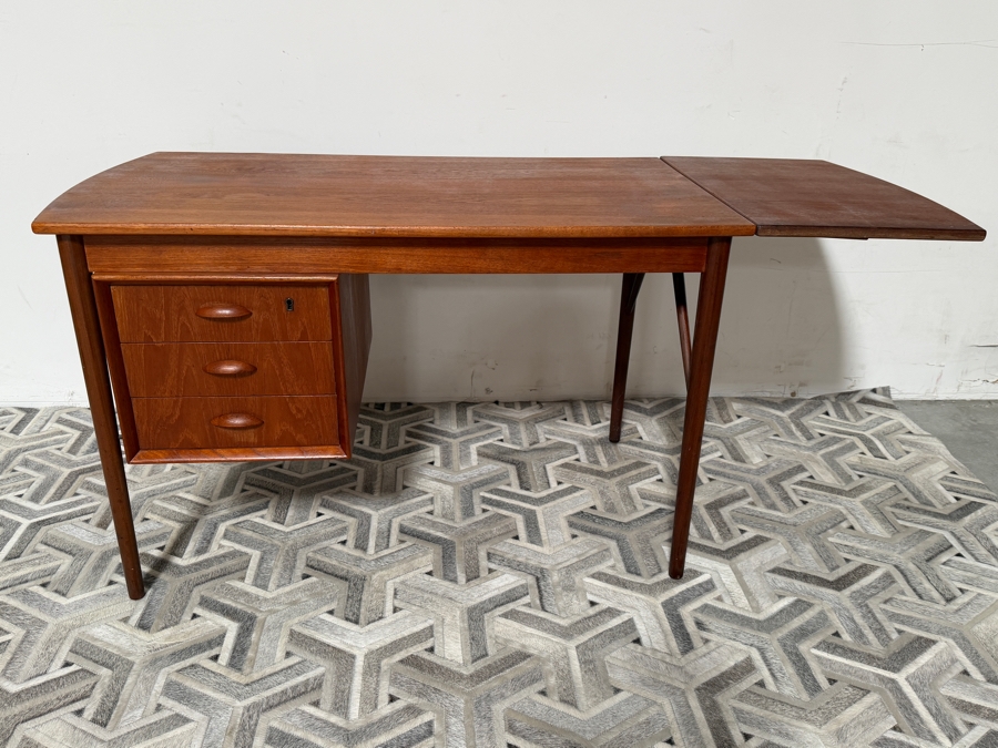 Vintage Mid-Century Danish Modern Arne Vodder for H. Sigh & Sons Teak Drop Leaf Desk 48W X 25.5D X 29.5H - Leaf Extends Desk an Additional 17' [Photo 5]