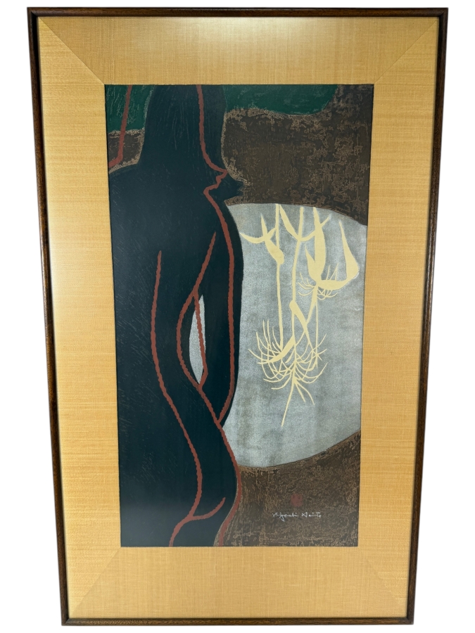 Kiyoshi Saito (Japanese, 1907–1997) Original Woodblock Print Titled 'Harvest (B)' Numbered 13 of 30 and Dated 1960 Framed 24 X 39.5 [Photo 2]