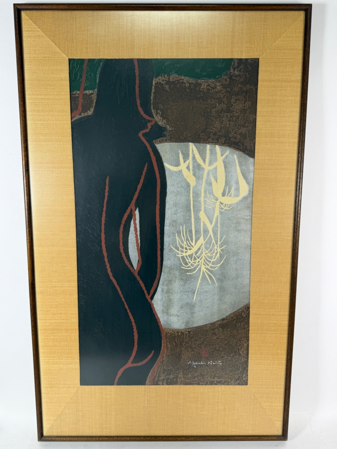 Kiyoshi Saito (Japanese, 1907–1997) Original Woodblock Print Titled 'Harvest (B)' Numbered 13 of 30 and Dated 1960 Framed 24 X 39.5 [Photo 3]