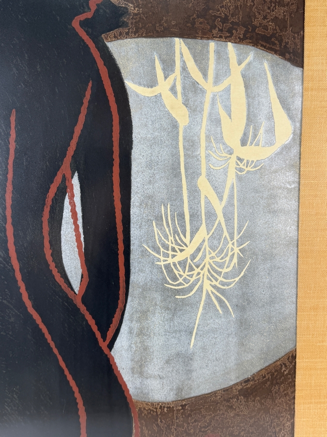 Kiyoshi Saito (Japanese, 1907–1997) Original Woodblock Print Titled 'Harvest (B)' Numbered 13 of 30 and Dated 1960 Framed 24 X 39.5 [Photo 6]