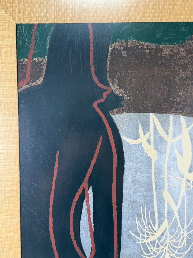 Kiyoshi Saito (Japanese, 1907–1997) Original Woodblock Print Titled 'Harvest (B)' Numbered 13 of 30 and Dated 1960 Framed 24 X 39.5 [Photo 8]