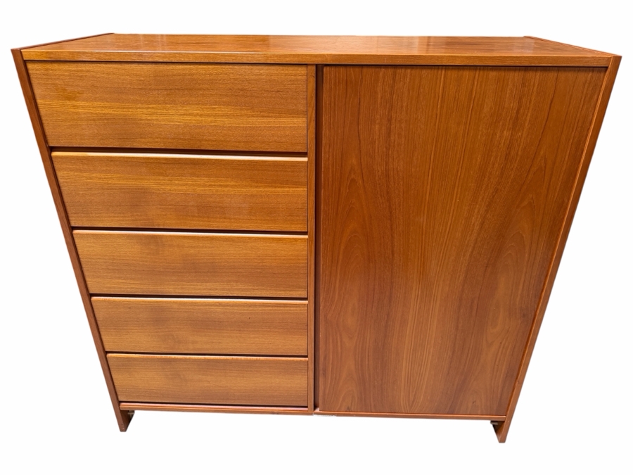 Vintage Mid-Century Modern Teak Veneer Dresser Gentleman's Chest 48W X 18D X 45H [Photo 2]