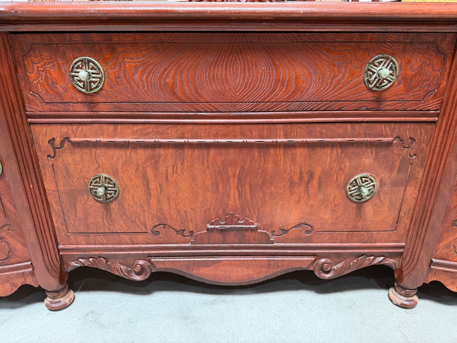 Vintage American Blended Walnut Buffet 59W X 19D X 28H [Photo 3]