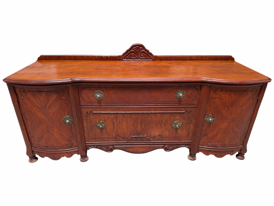 Vintage American Blended Walnut Buffet 59W X 19D X 28H [Photo 2]