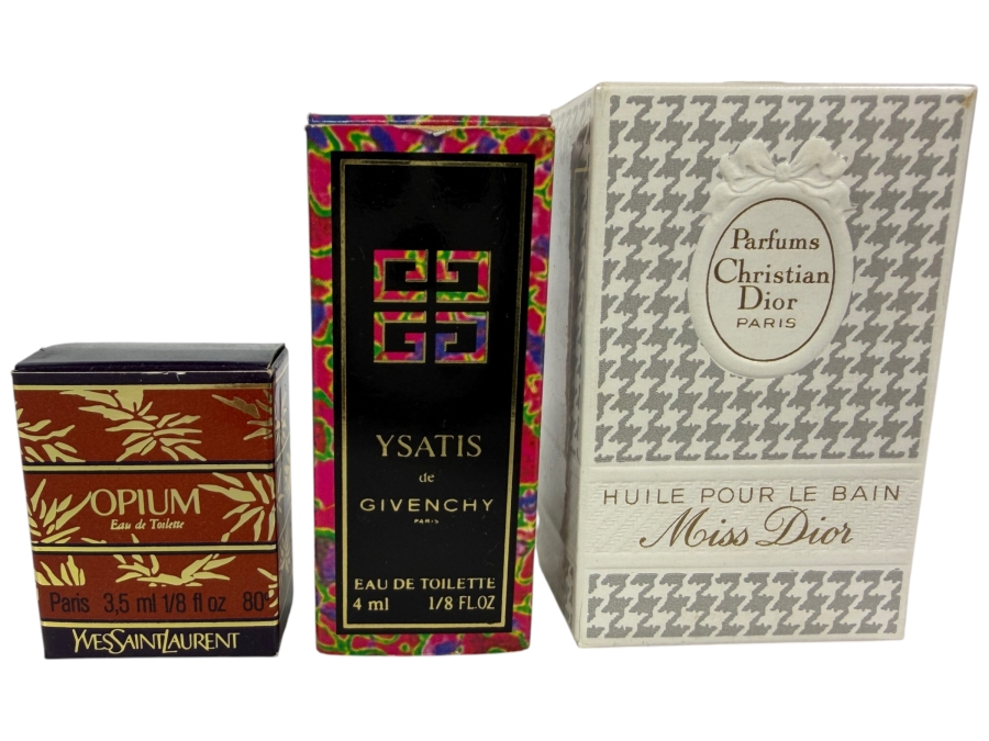 (3) New Perfume Bottles: Yves Saint Laurent Opium, Givenchy Ysatis and Christian Dior Miss Dior