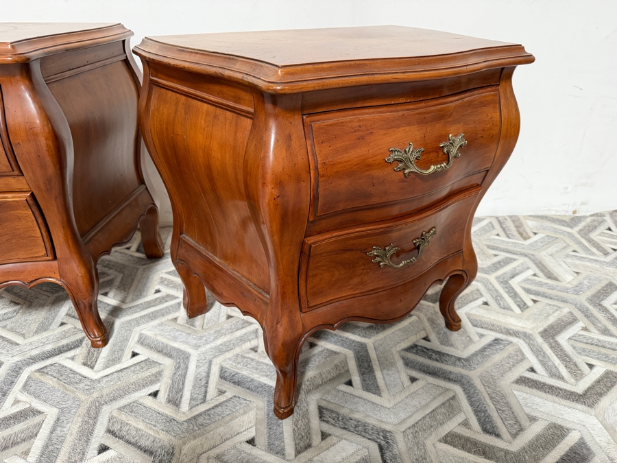 Pair of Vintage John Widdicomb Bombe Style Walnut Nighstands 24W X 18D X 24.5H [Photo 8]