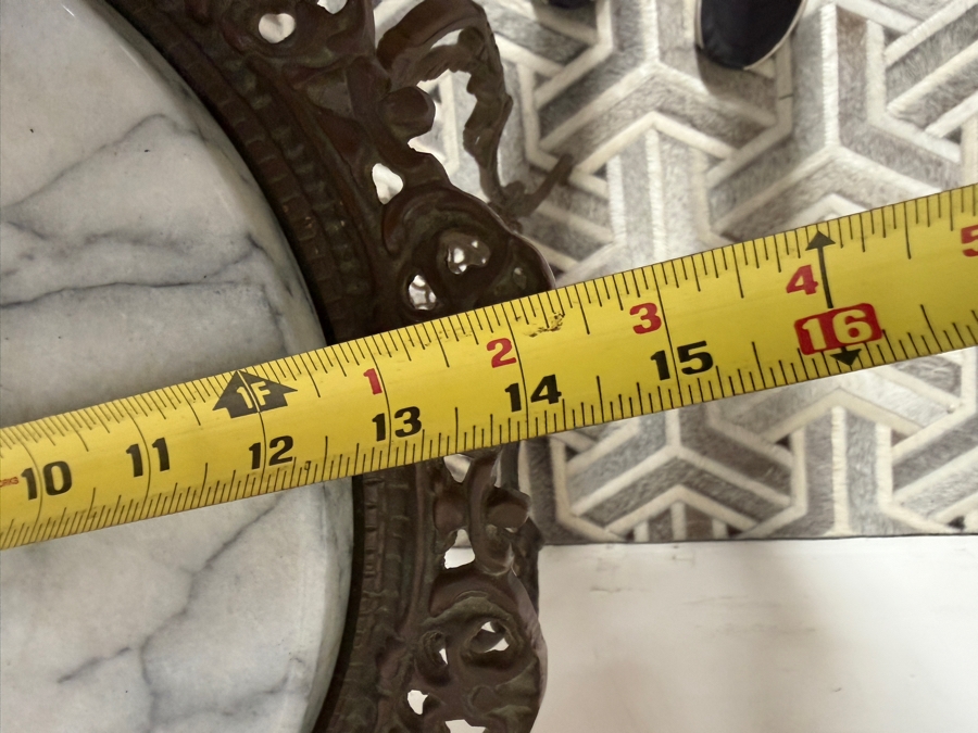 Antique Victorian Cast Brass Plant Stand with Marble Top 14W X 29H [Photo 7]