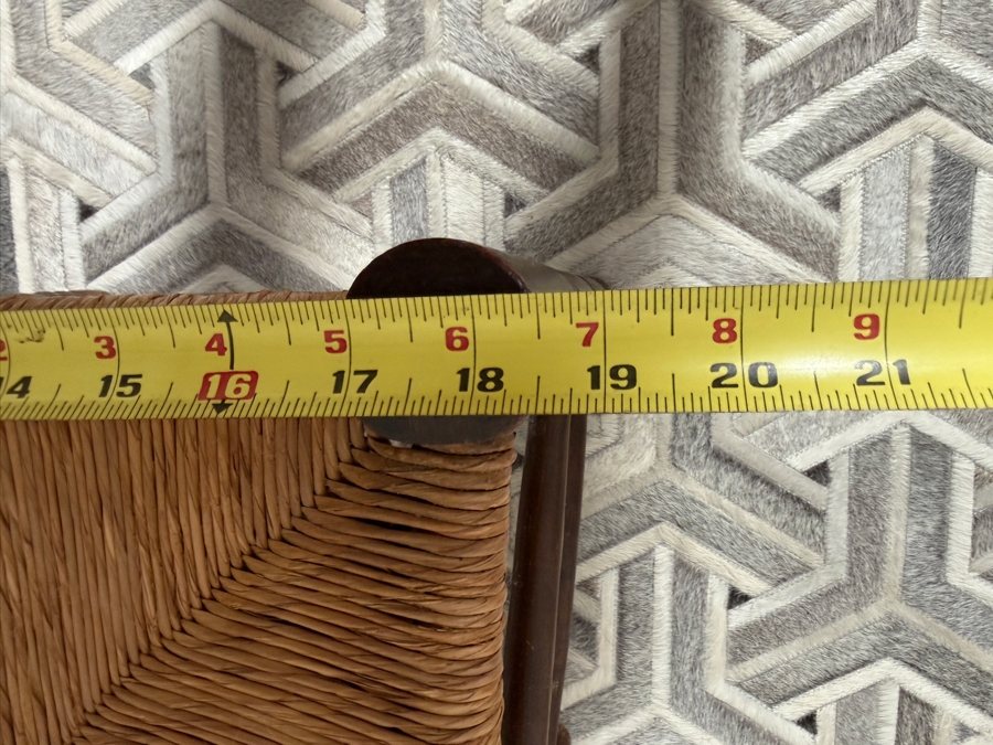 Pair of Vintage Wooden Ladderback Chairs with Hand-Woven Rush Seats 19W X 43H [Photo 7]