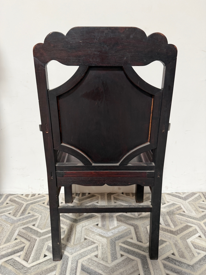 Antique Chinese Carved Hardwood Armchair Featuring Figural Relief Panels 23W X 19D X 39.5H [Photo 9]