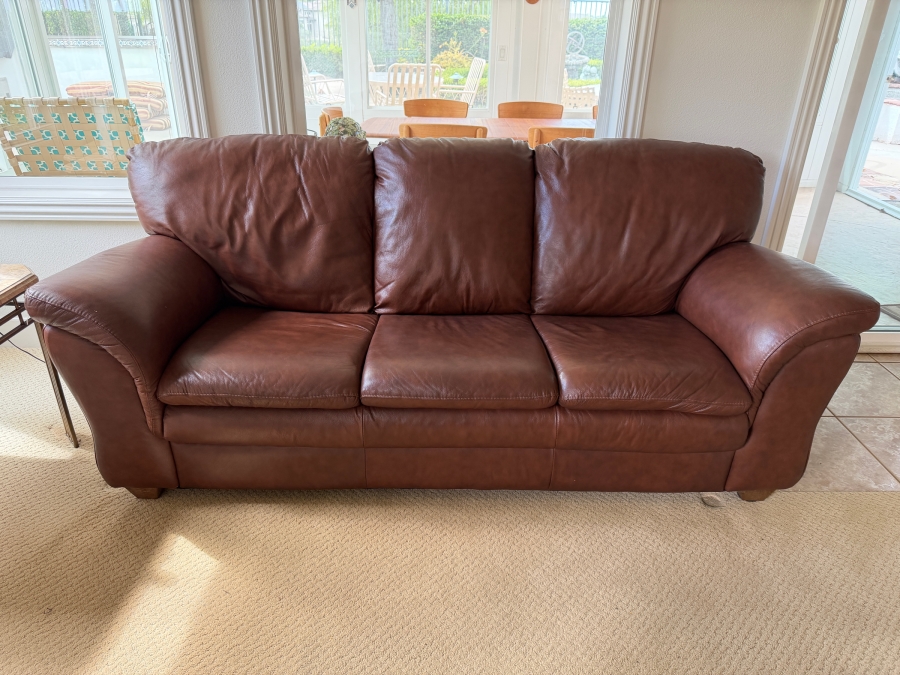 Just Added - Chateau d'Ax Leather Sofa Made in Milan Italy 80W X 35D X 33H [Photo 2]