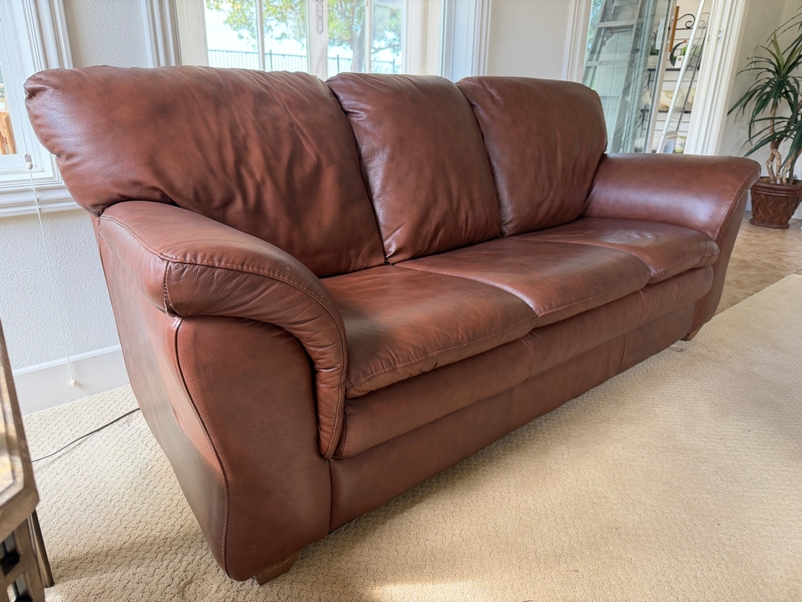 Just Added - Chateau d'Ax Leather Sofa Made in Milan Italy 80W X 35D X 33H [Photo 4]