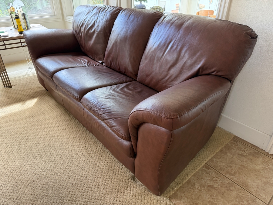 Just Added - Chateau d'Ax Leather Sofa Made in Milan Italy 80W X 35D X 33H [Photo 3]