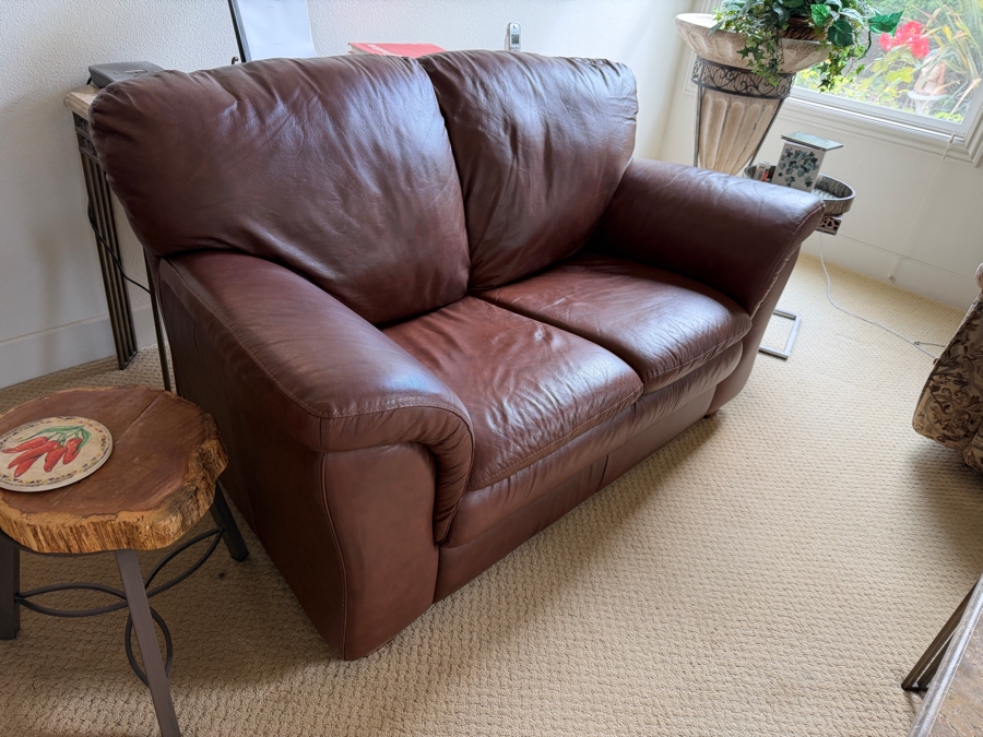 Just Added - Chateau d'Ax Leather Loveseat Made in Milan Italy 60W [Photo 4]