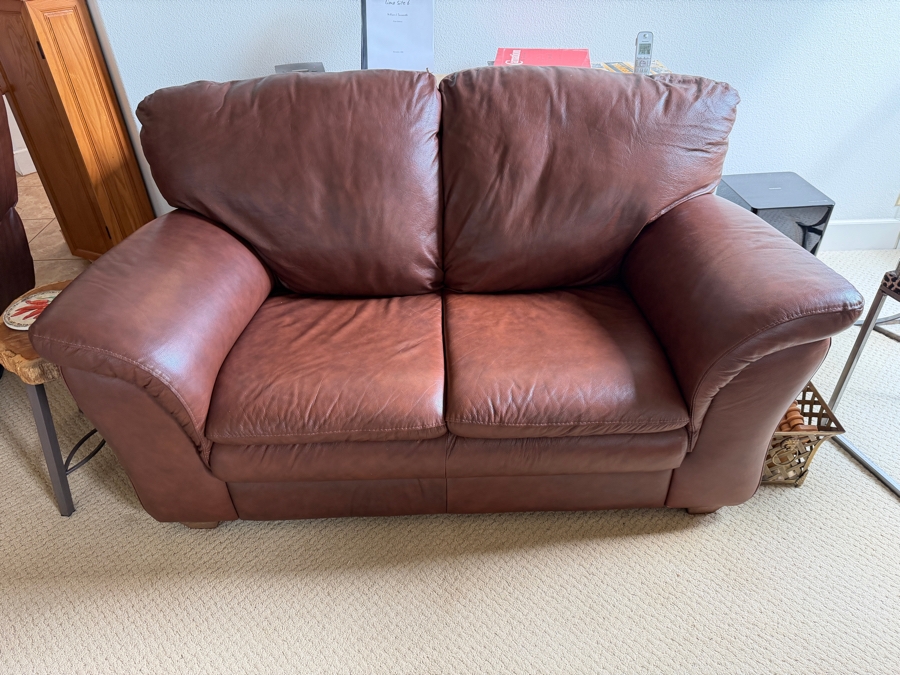 Just Added - Chateau d'Ax Leather Loveseat Made in Milan Italy 60W [Photo 3]