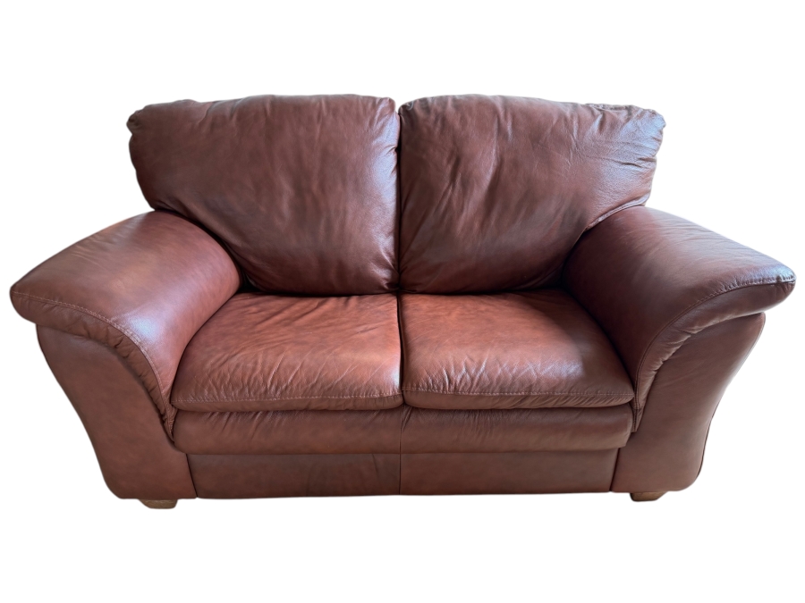 Just Added - Chateau d'Ax Leather Loveseat Made in Milan Italy 60W