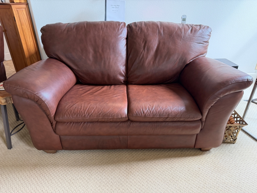 Just Added - Chateau d'Ax Leather Loveseat Made in Milan Italy 60W [Photo 2]