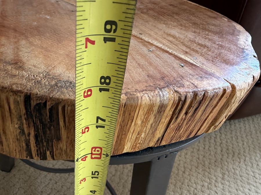 Just Added - Rustic Live-Edge Wood Slab Side Table with Metal Base 14W X 12D X 18H [Photo 8]