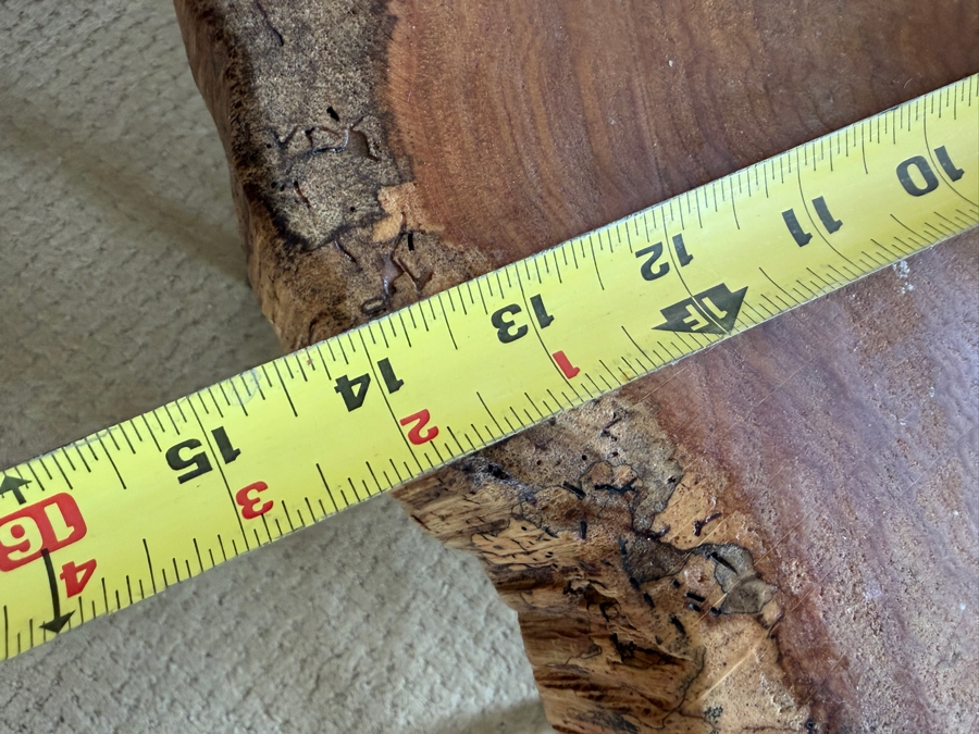 Just Added - Rustic Live-Edge Wood Slab Side Table with Metal Base 14W X 12D X 18H [Photo 6]