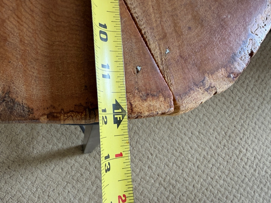 Just Added - Rustic Live-Edge Wood Slab Side Table with Metal Base 14W X 12D X 18H [Photo 7]